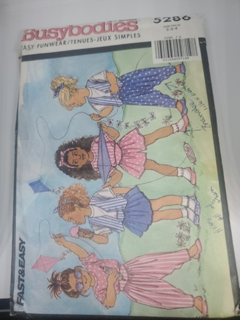 Butterick Busybodies #5286 Pattern Play Clothes Size 2, 3  1991 Herem Pants